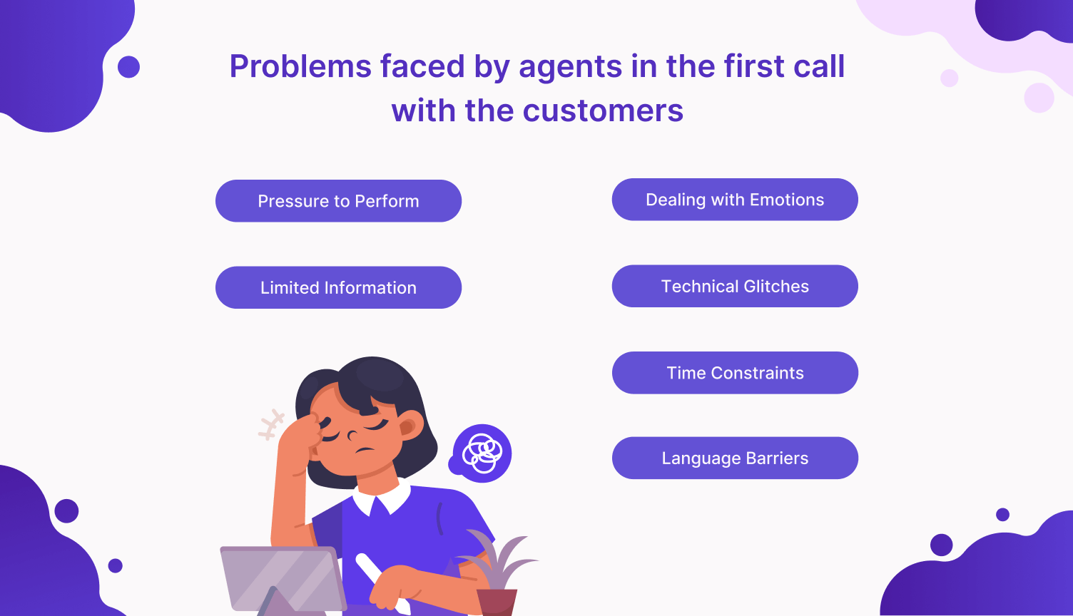 Challenges faced by agents in the first call without Real-Time Agent Assistance