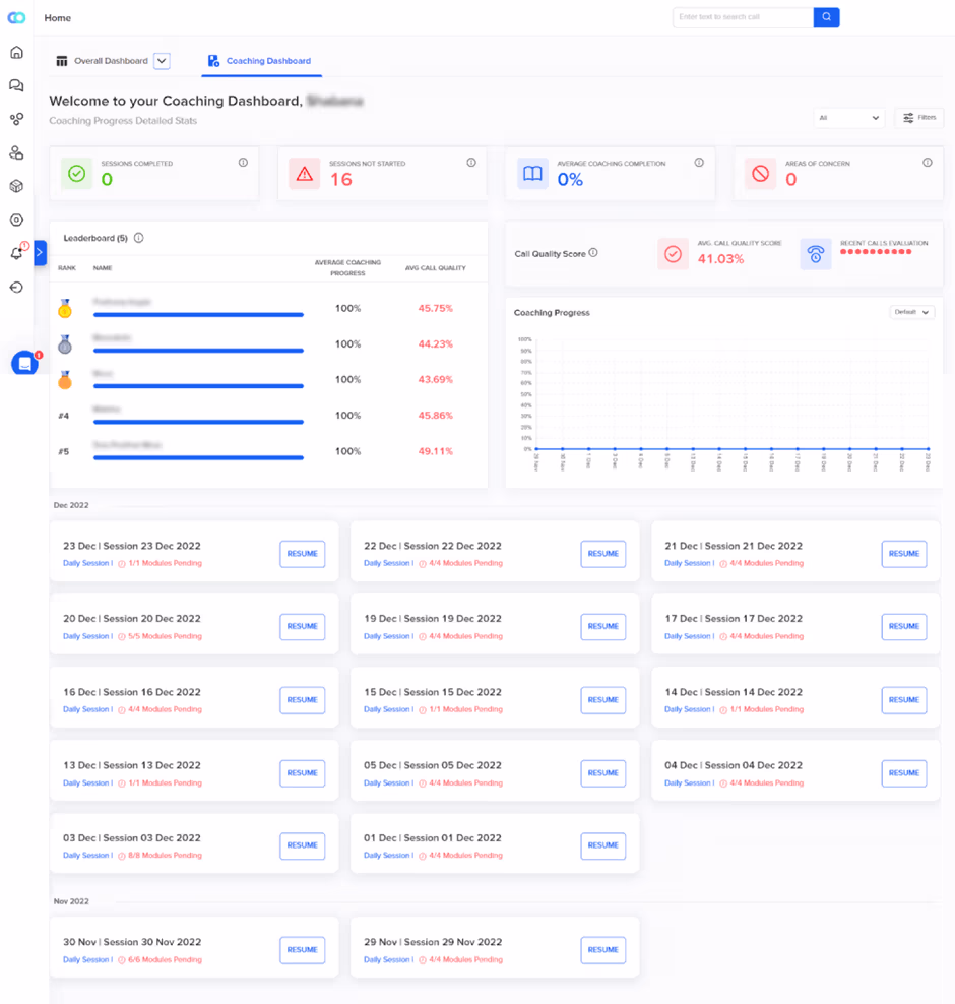 Call Center Coaching Dashboard