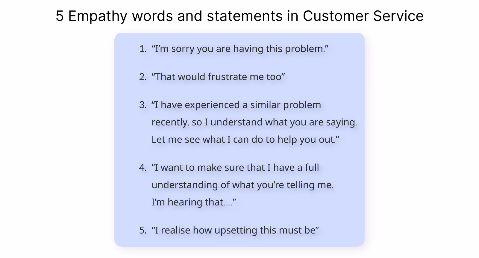 Use of empathy words is part of the call center script best practices