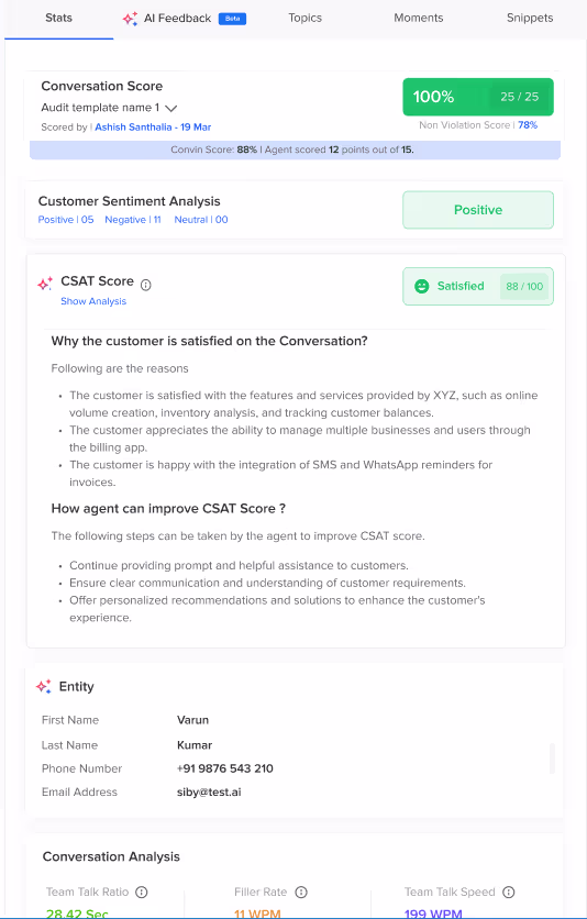 Comprehensive information on a client's level of satisfaction