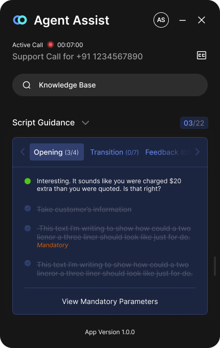Adhering to real-time generated script while resolving all customer queries