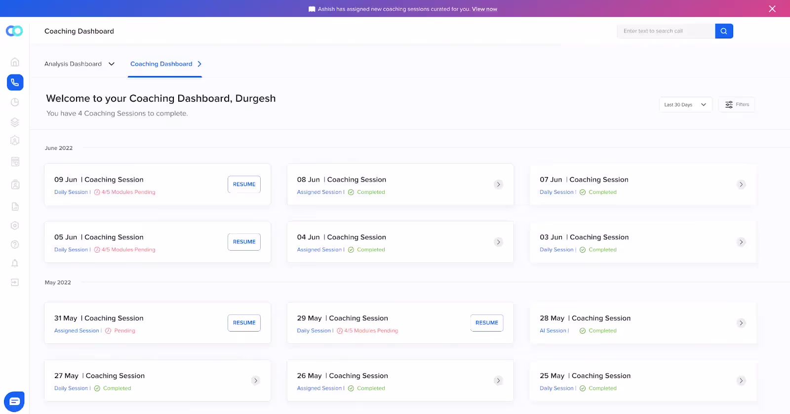 Callveriq’s agent coaching dashboard