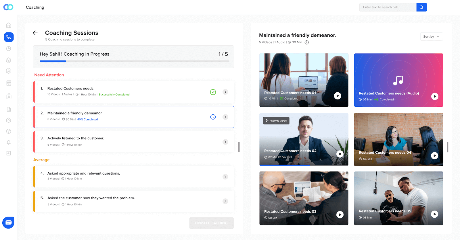 Call center coaching on Callveriq’s call center analytics software