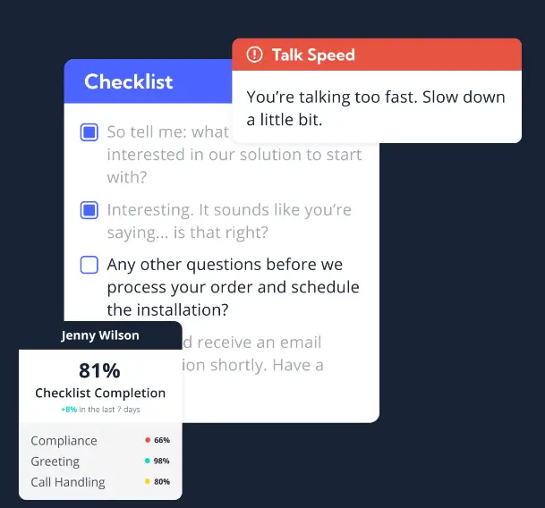 Balto shows checklist on the agent screen