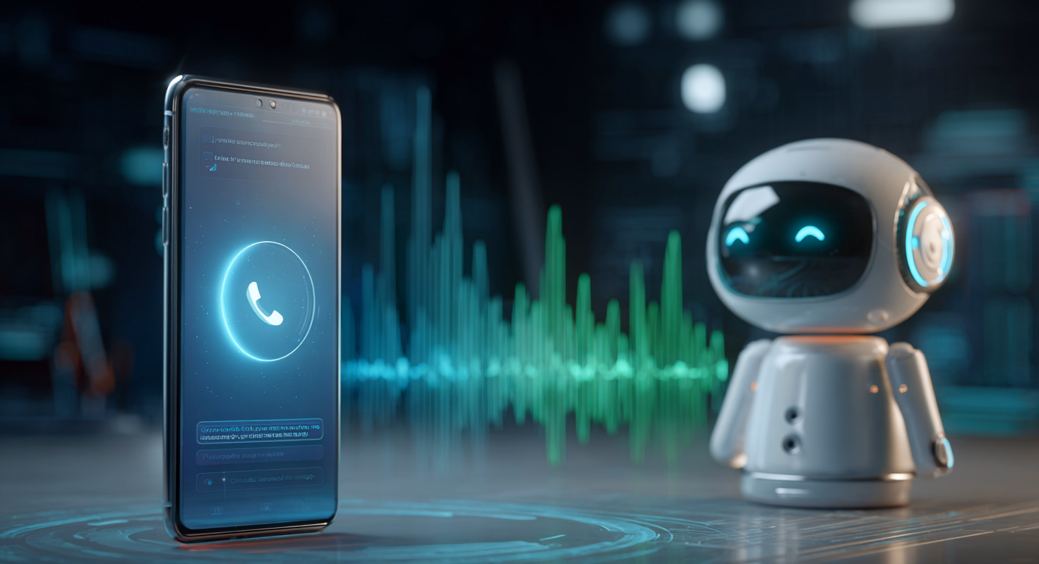 An Automated Voicebot seamlessly interacts with a digital interface, enhancing customer service efficiency.
