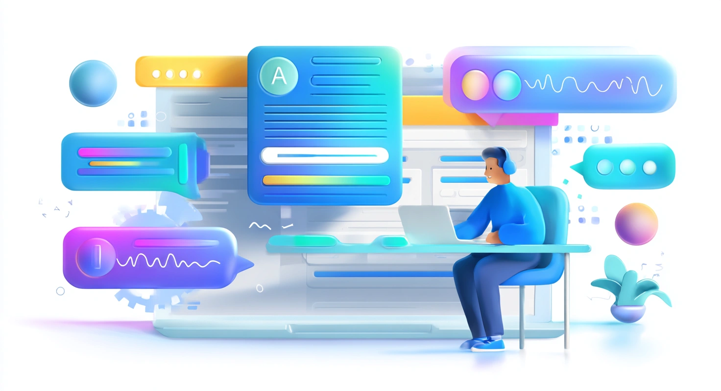 Illustration showing how to increase website form conversions with real-time AI voice assistance and interactive form guidance.