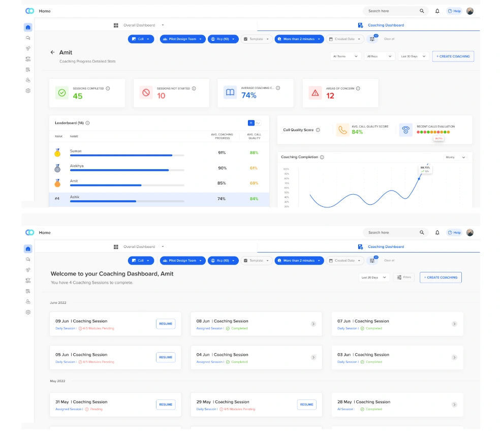 Callveriq’s Automated Agent Coaching dashboard for Automation in Insurance, providing documentation and compliance assistance for better CX.