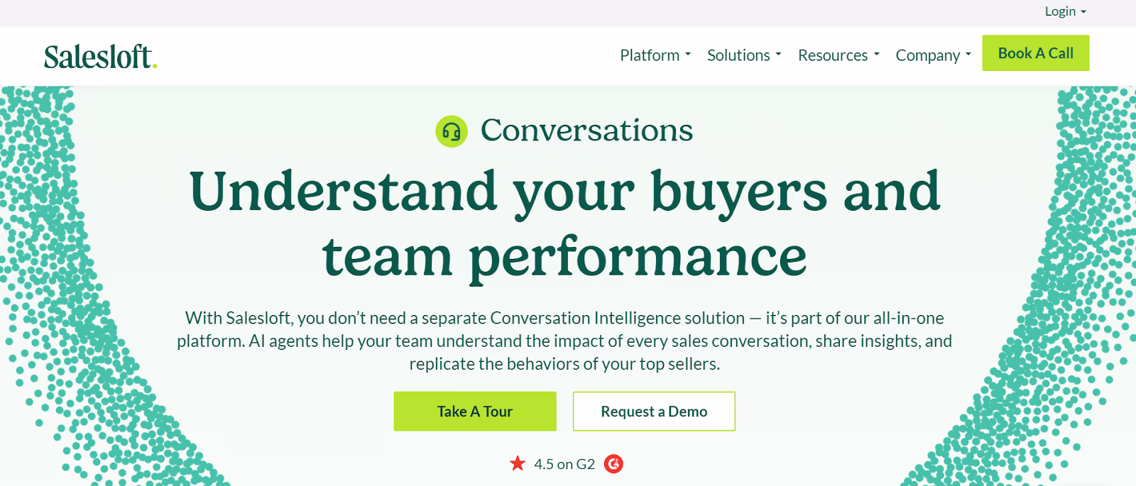 Salesloft Conversations uses AI data analytics to improve sales team performance.