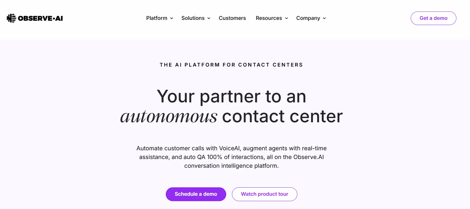 Observe.AI uses AI data analytics to enhance contact center quality and compliance.