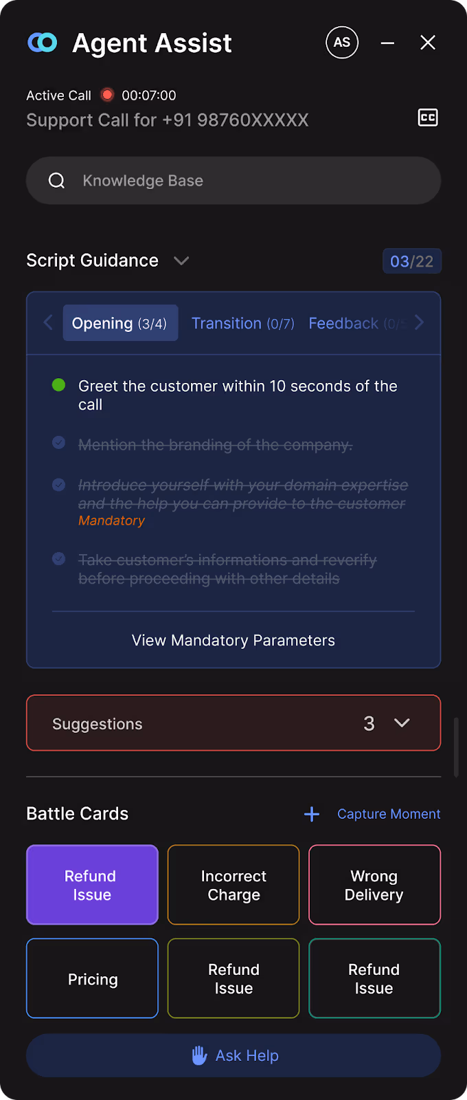 Agent Assist through script guidance