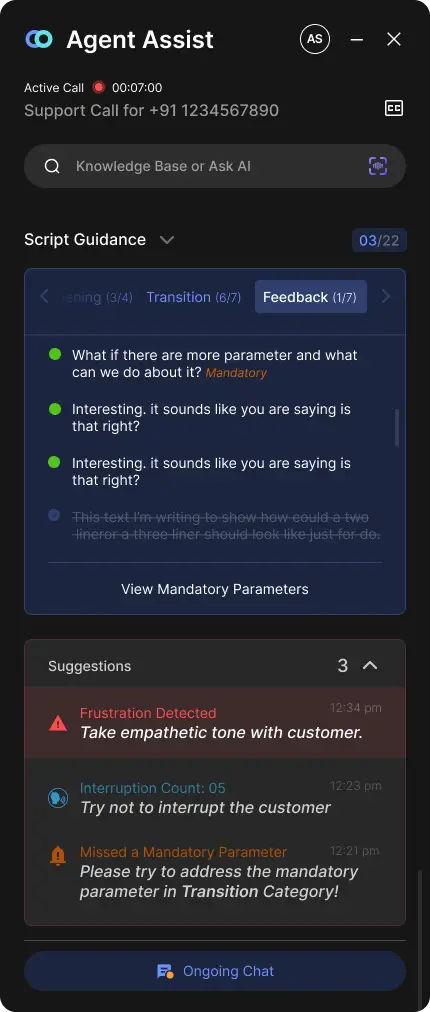 The Real-time Agent Assist addresses knowledge gaps and prompts agents during live calls