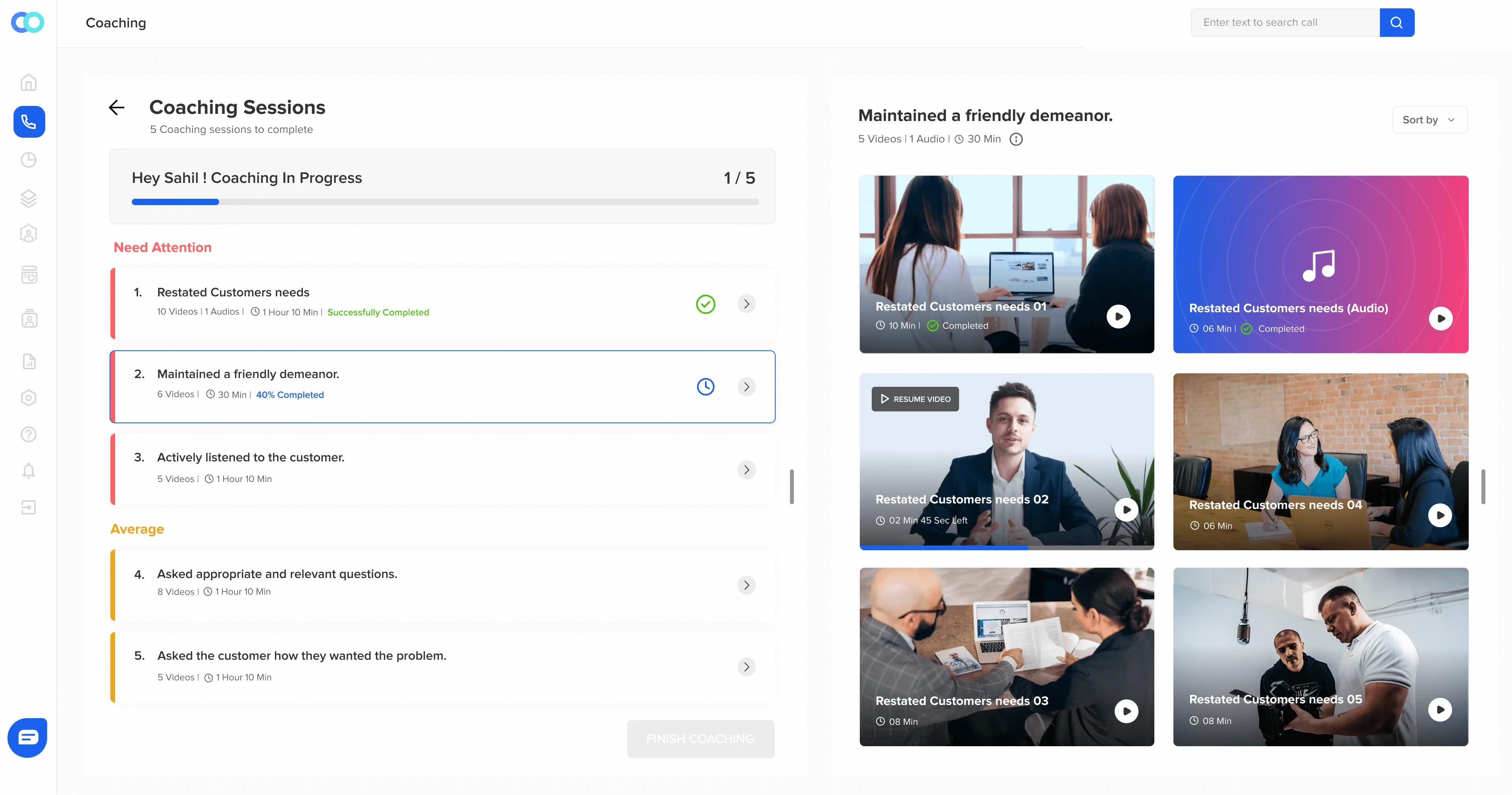 Callveriq’s coaching dashboard