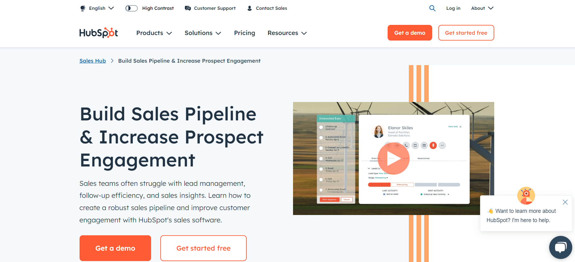 HubSpot Sales Hub Product Page