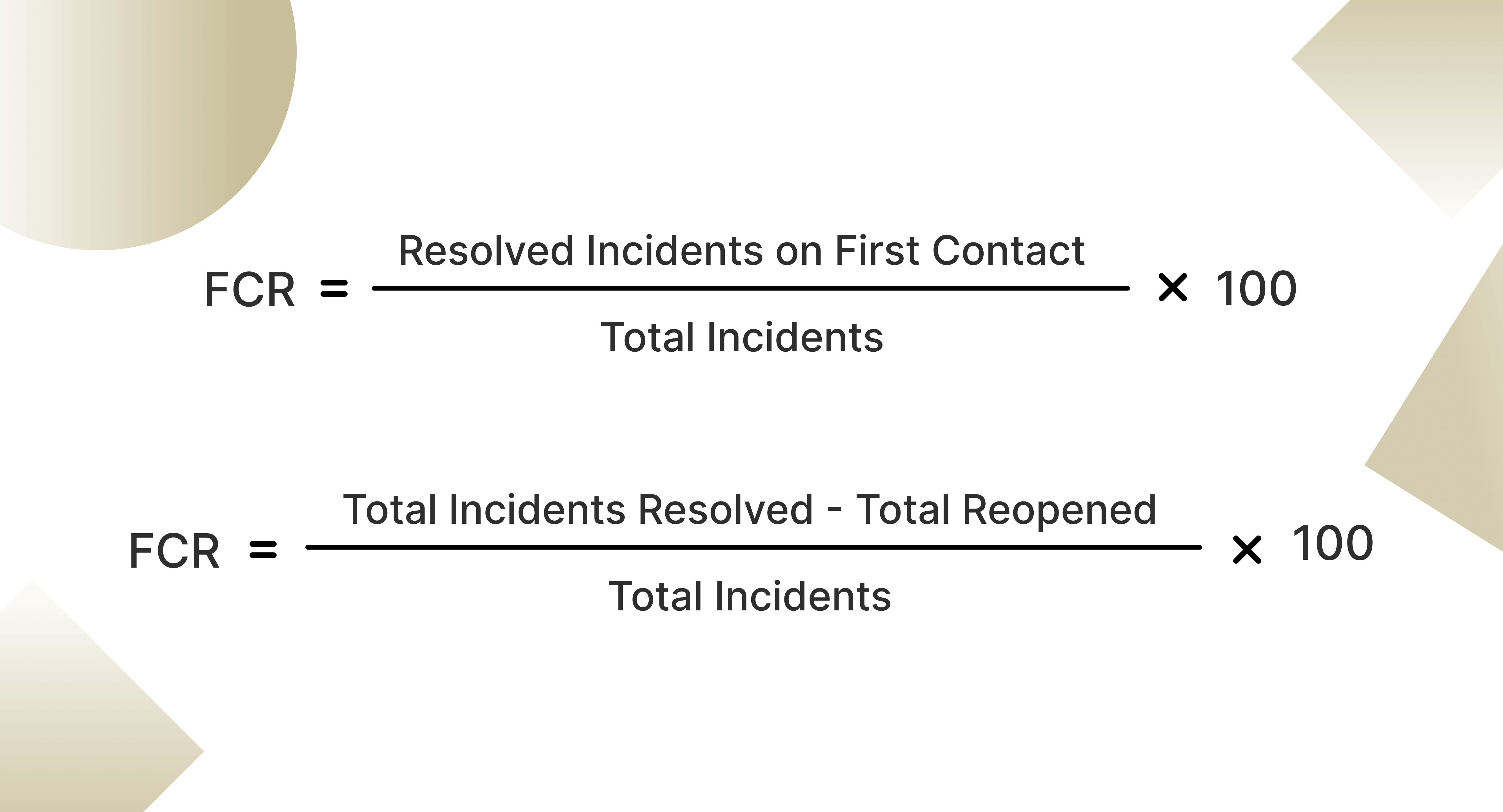 Formula to find FCR