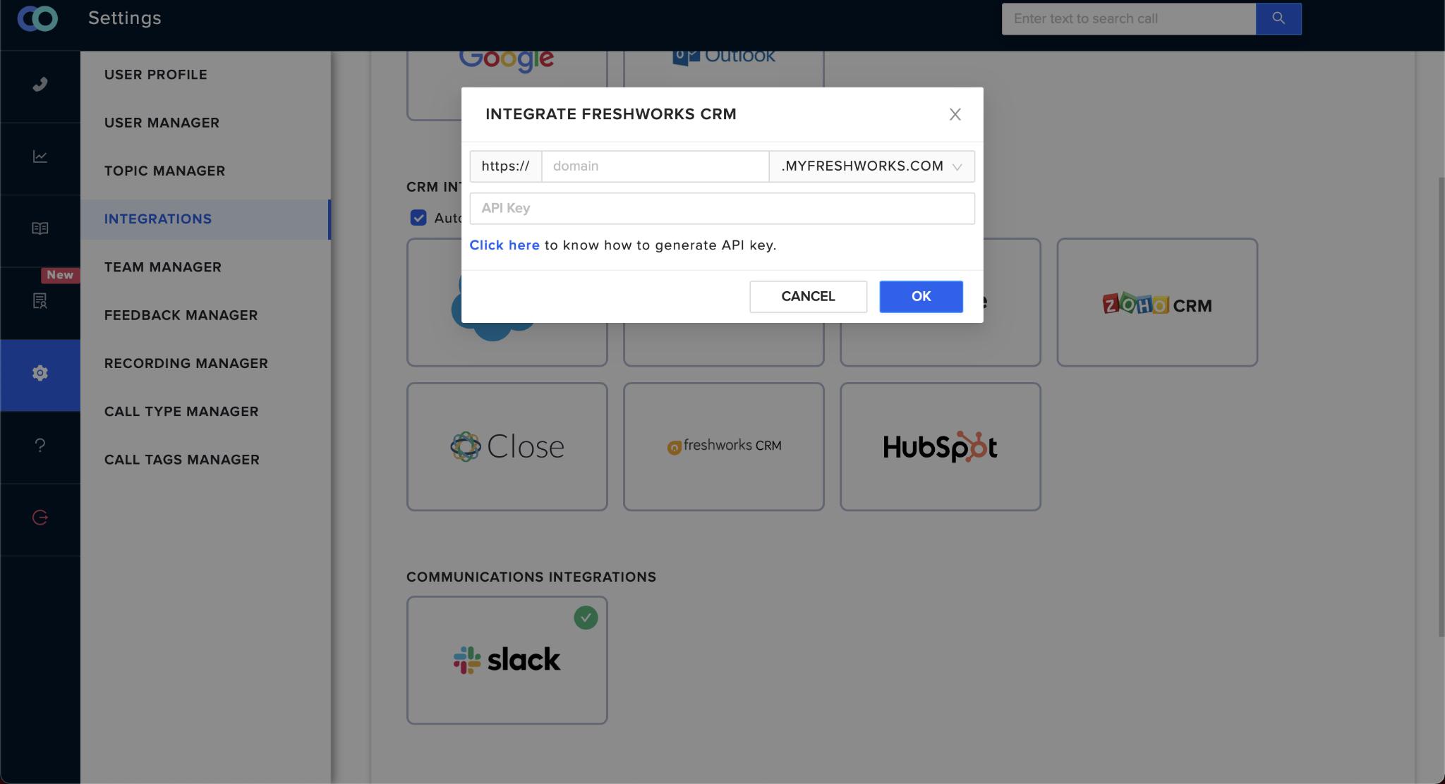 Freshworks Callveriq Integration Dashboard