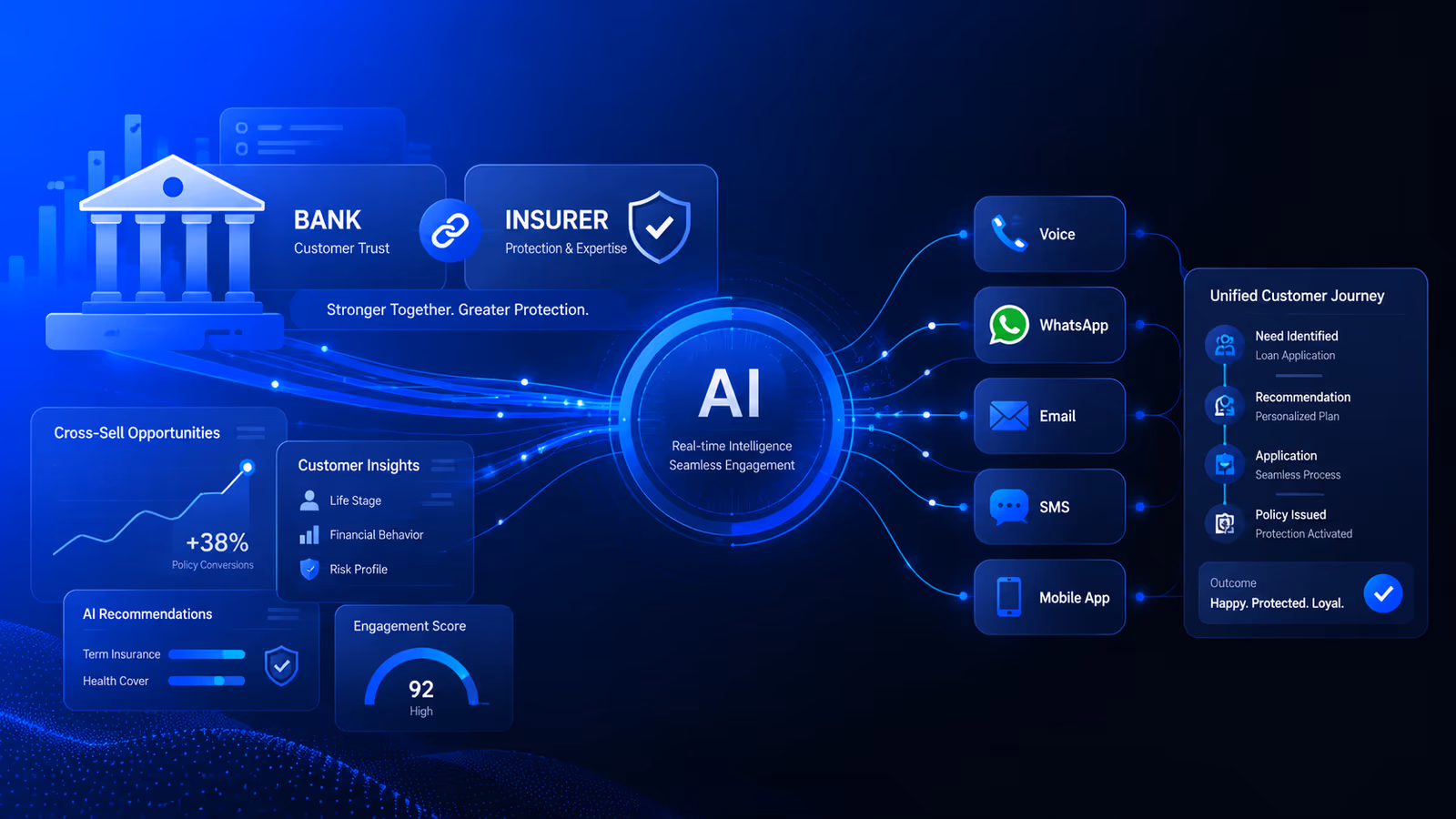 AI-powered bancassurance workflow visualization