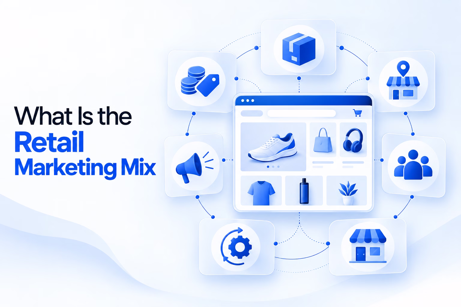 Retail marketing mix website illustration