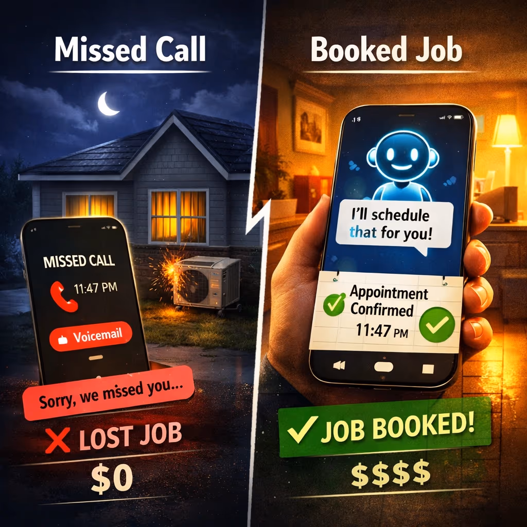 Capture every emergency call with a smart after hours answering service that books jobs while you sleep.