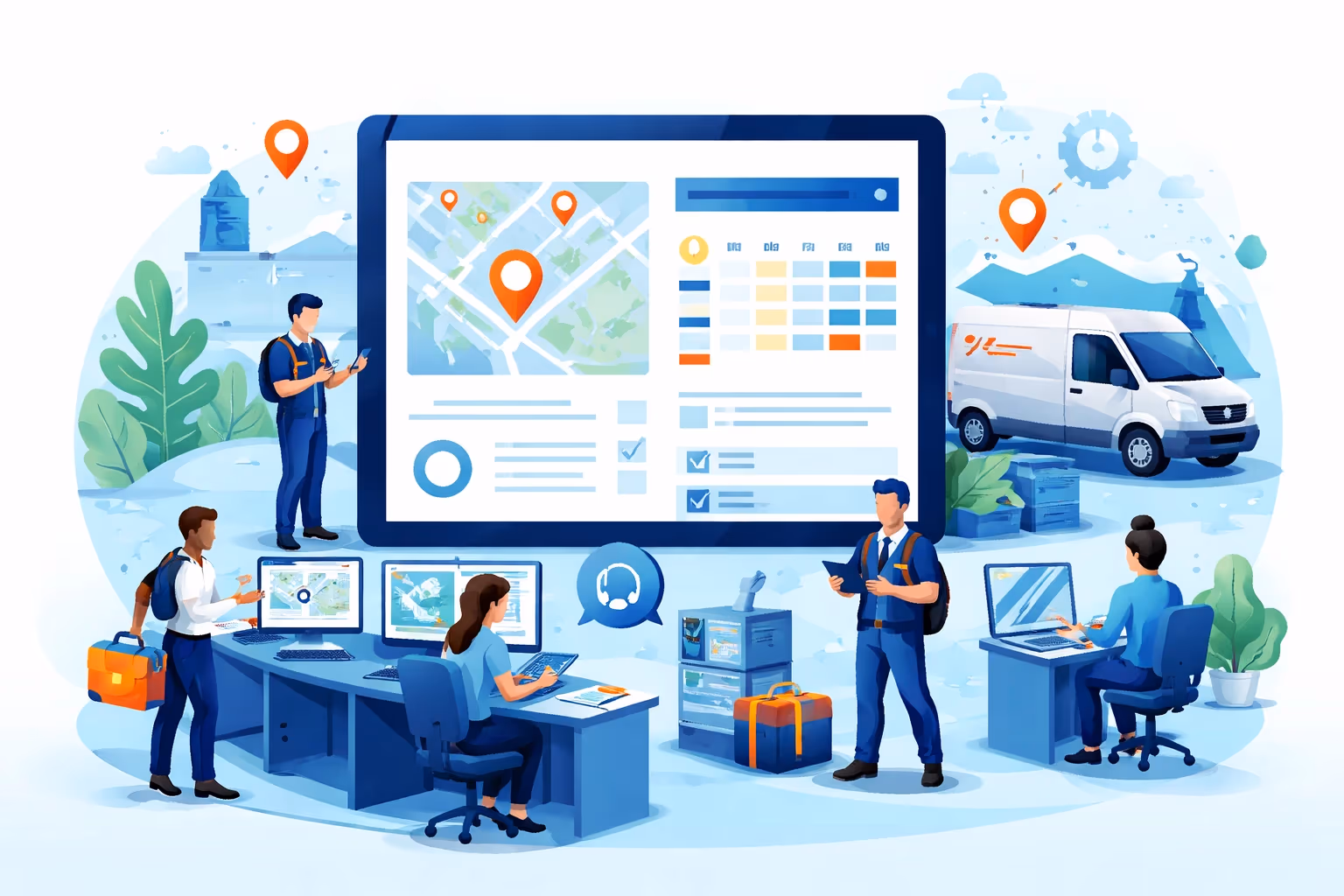 Service appointment scheduling software dashboard