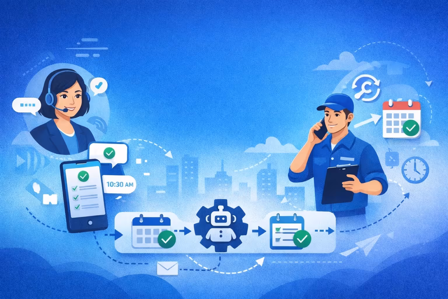 Service call follow up workflow with AI automation
